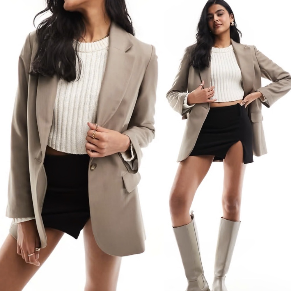 River Island Roll Sleeve Relaxed Fit Blazer.